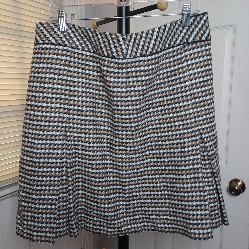 Talbots Tweed Soft Wool Blend Pleated Houndstooth Skirt Size 14